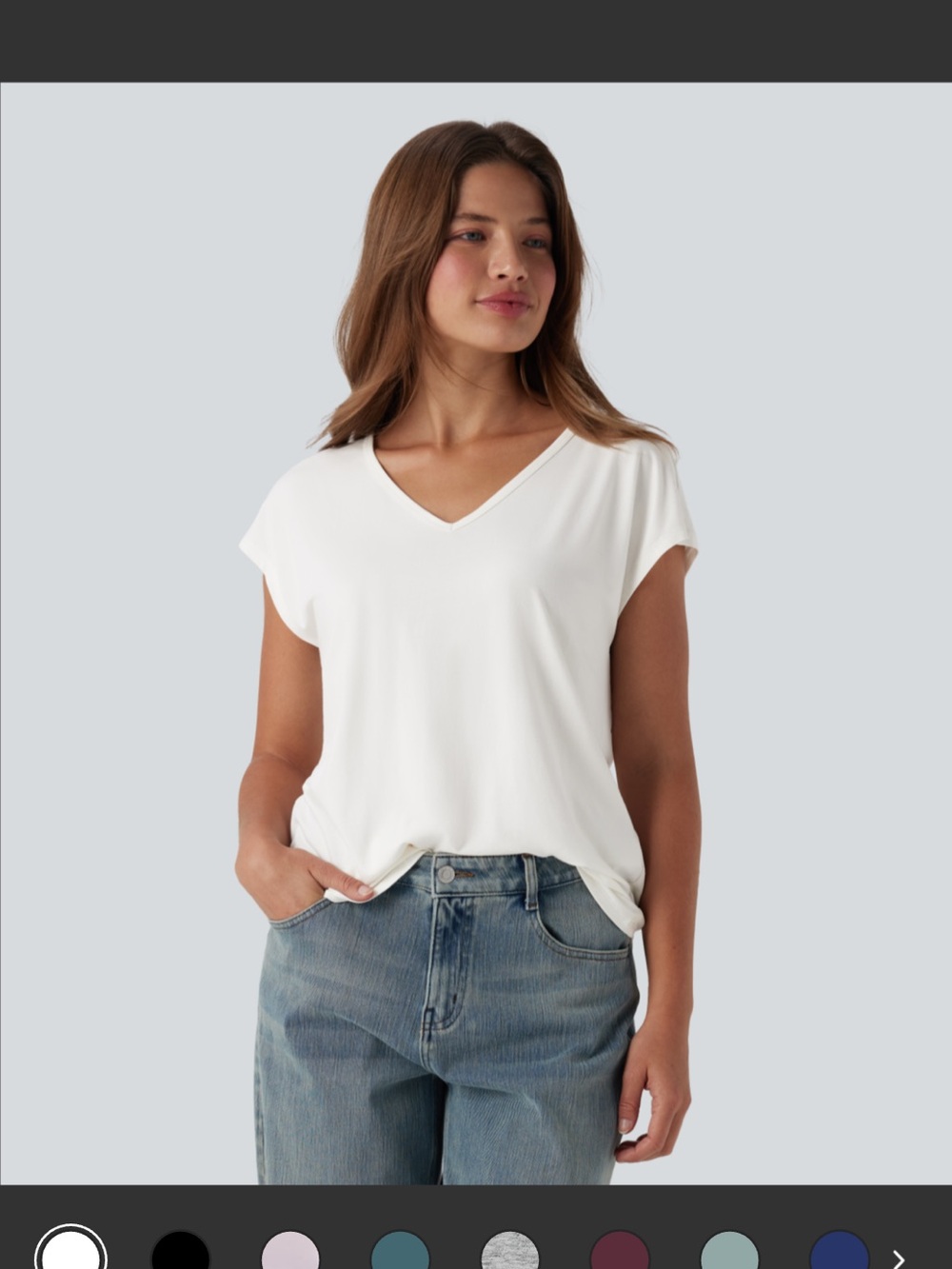 HALARA Women's V-Neck Short Sleeve Tee in White, Blk or Rose